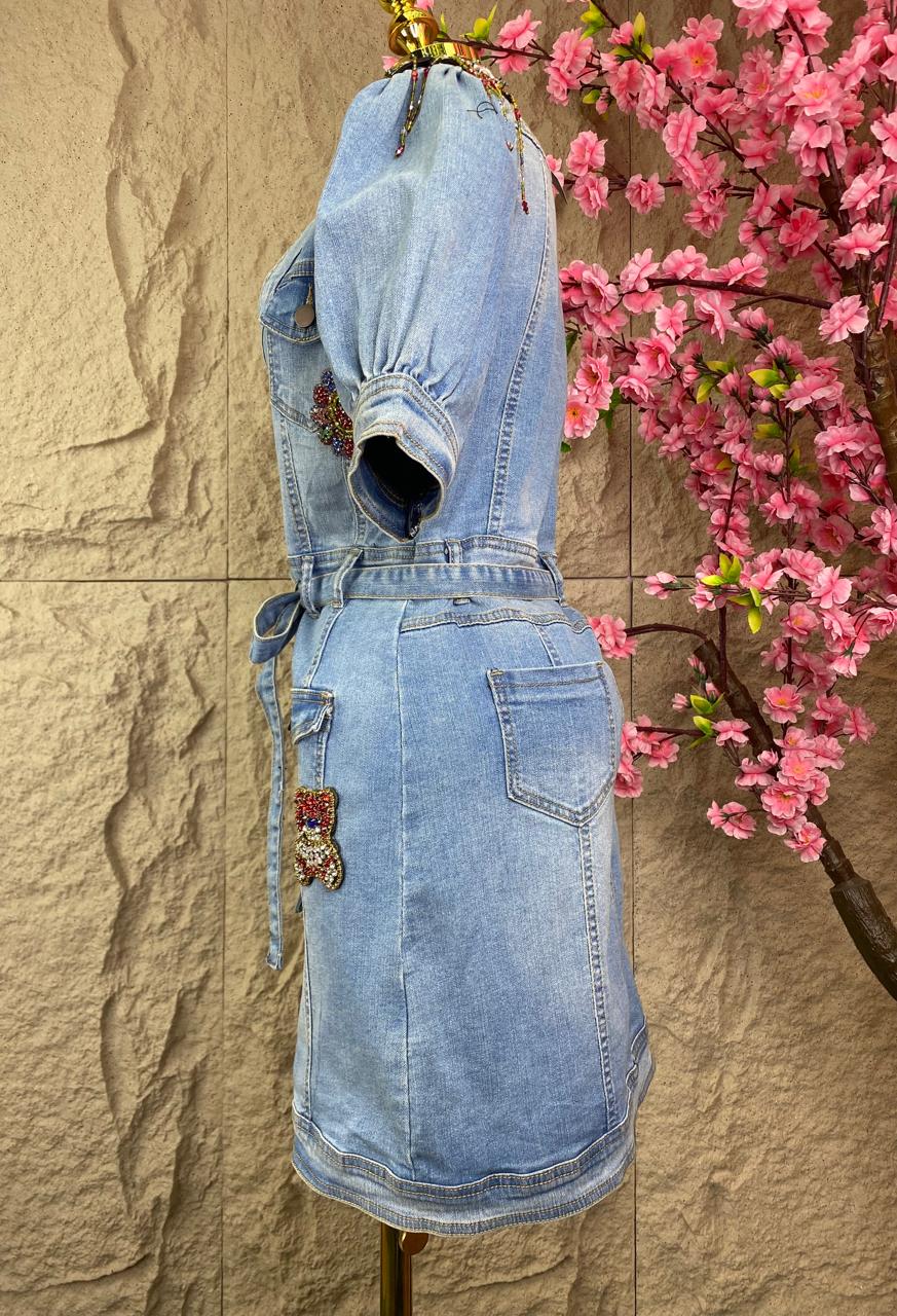 VESTIDO CON APPS MEZCLILLA AZUL