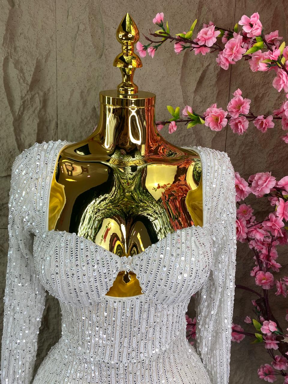 VESTIDO BLANCO DE LENTEJUELAS