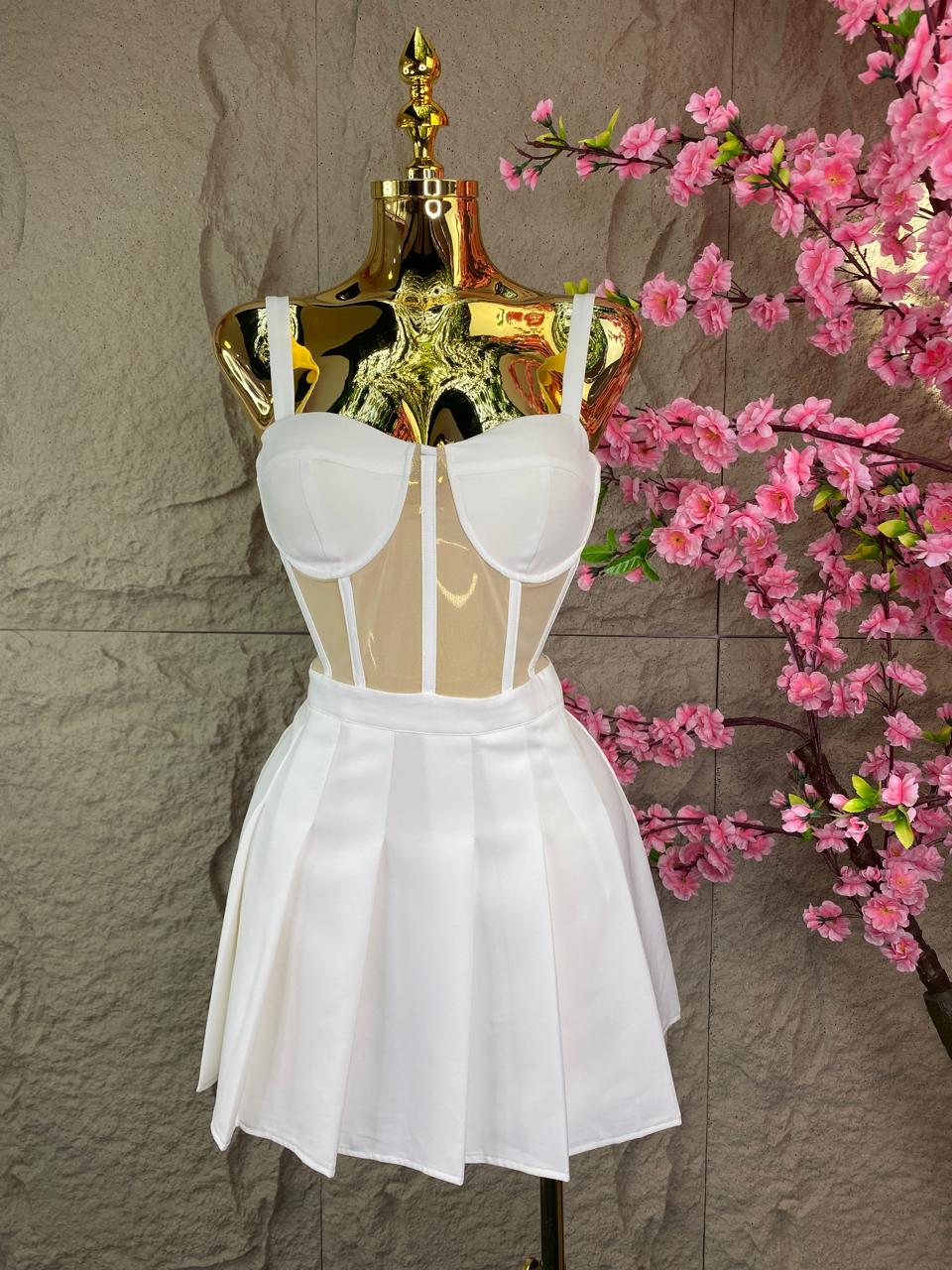 VESTIDO CORTO BLANCO BEIGE