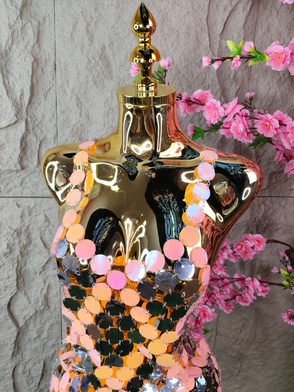 VESTIDO DE LENTEJUELA BICOLOR