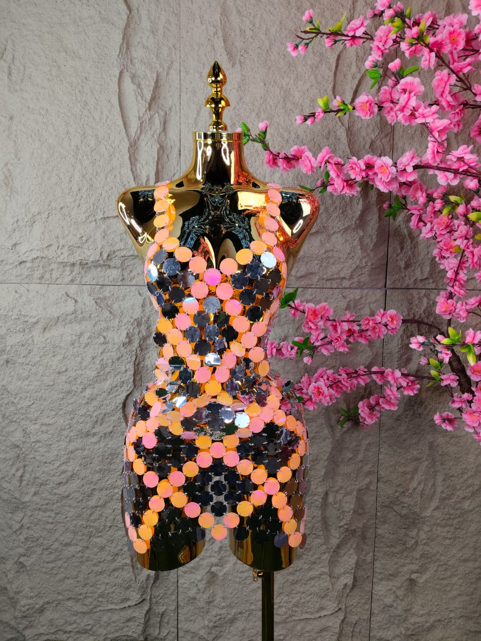 VESTIDO DE LENTEJUELA BICOLOR