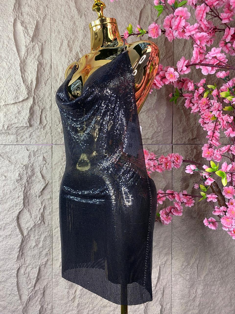 VESTIDO DE MALLA METALICA NEGRO