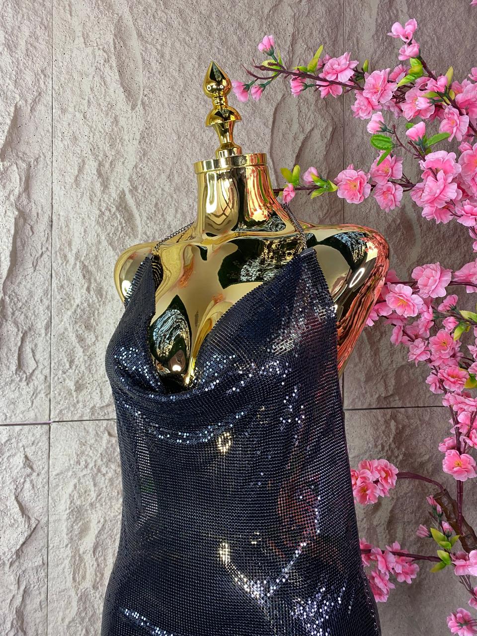 VESTIDO DE MALLA METALICA NEGRO