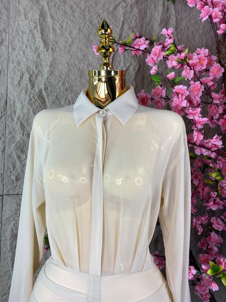VESTIDO DRAPEADO SHIFON BEIGE