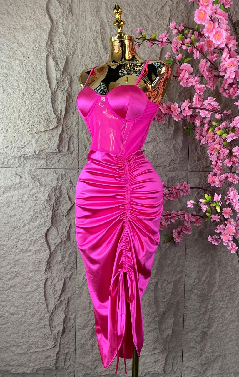 VESTIDO DRAPEADO CON TRANSPARENCIAS FIUSHA