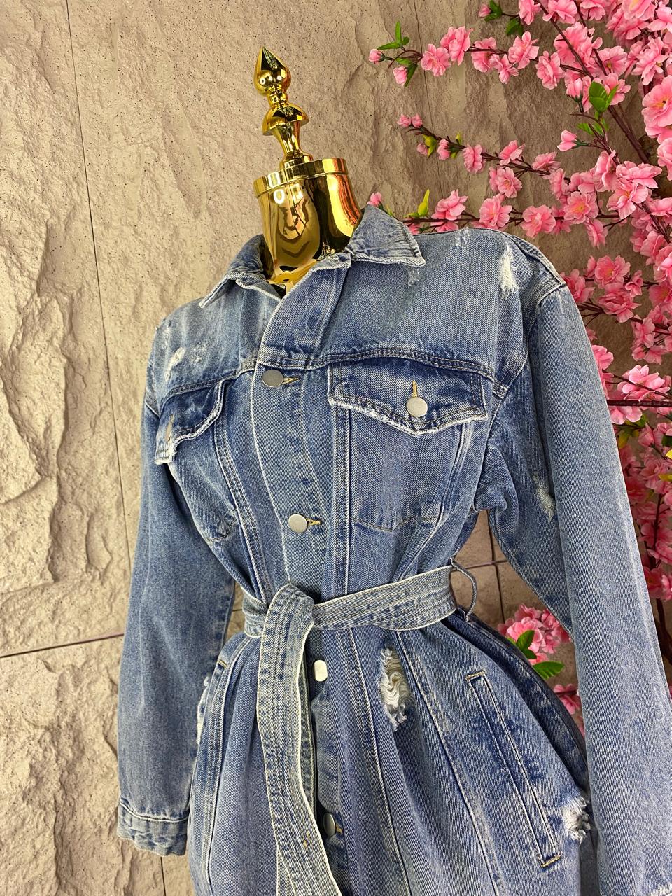 VESTIDO ML CON CINTURON MEZCLILLA AZUL