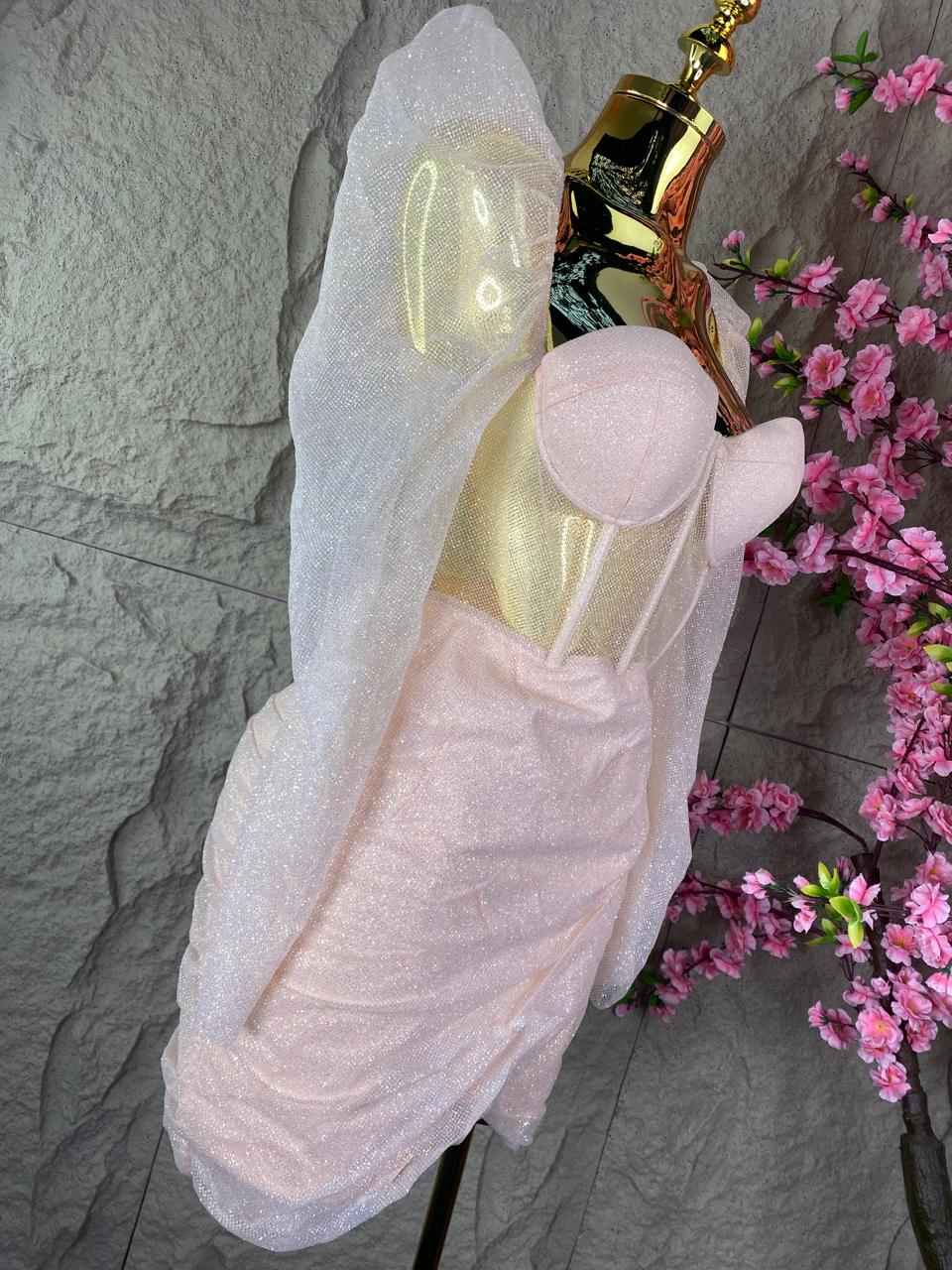 VESTIDO ML PRINCESA GLITER DURAZNO