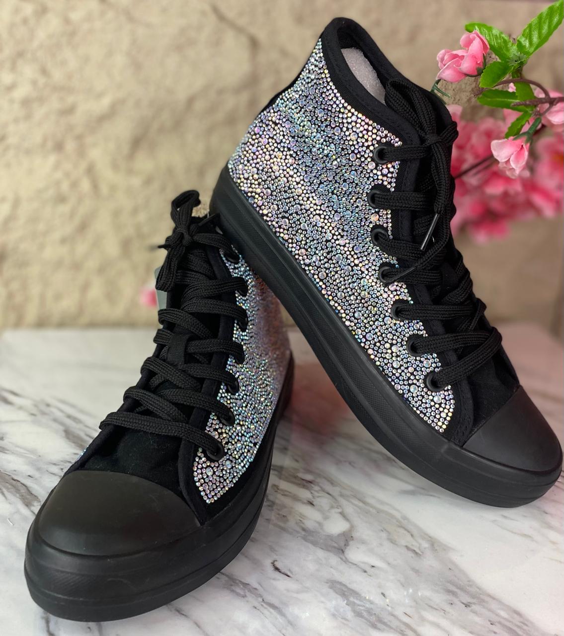 TENIS BOTA GLITER BLACK
