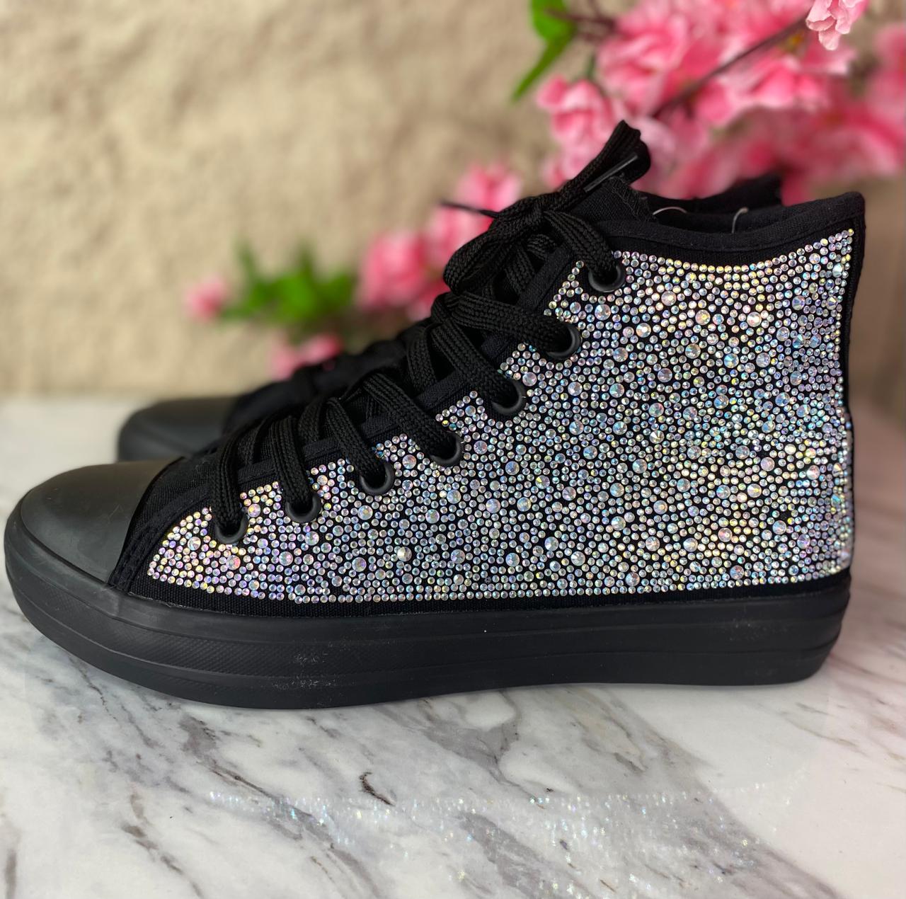 TENIS BOTA GLITER BLACK