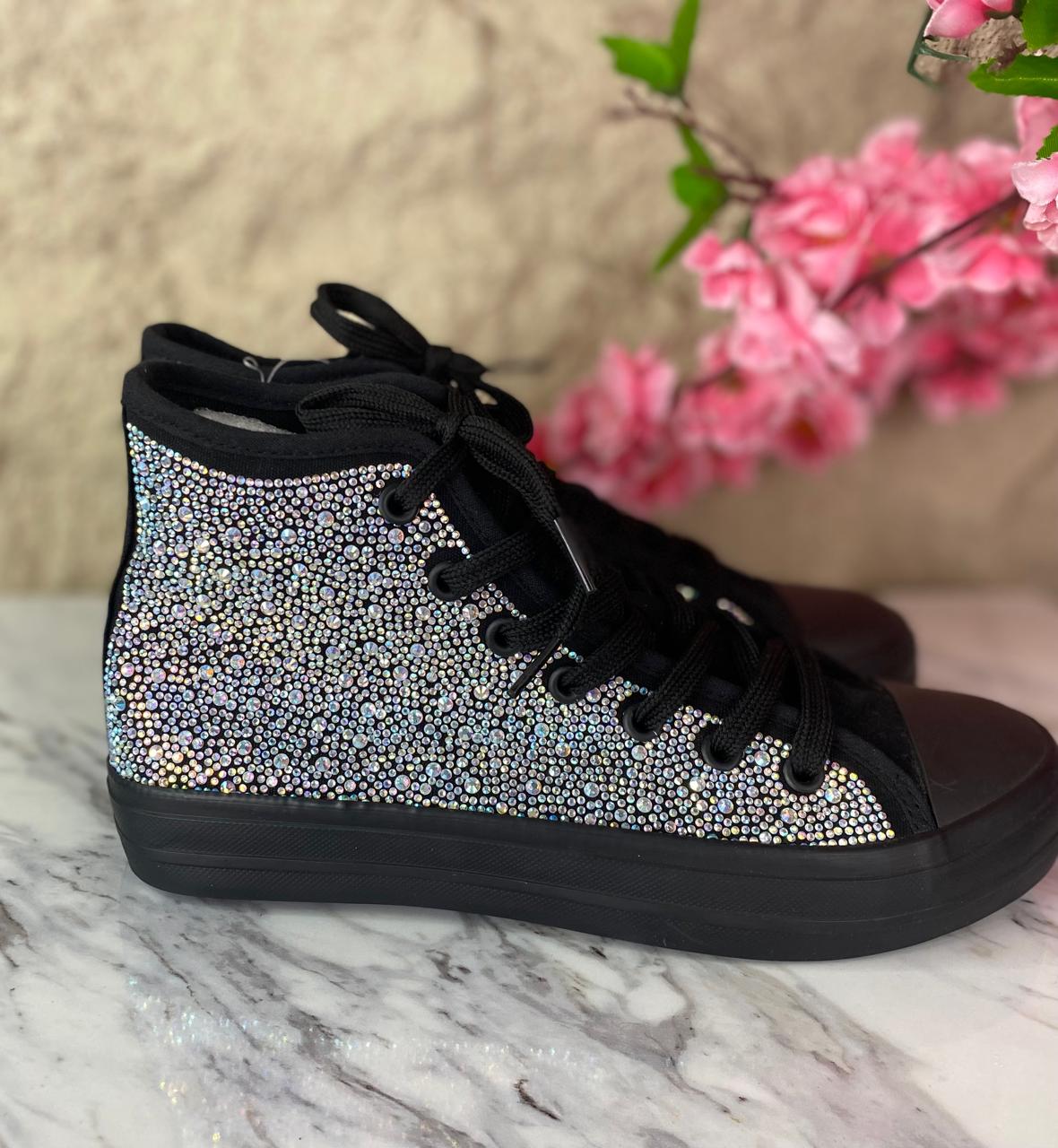 TENIS BOTA GLITER BLACK