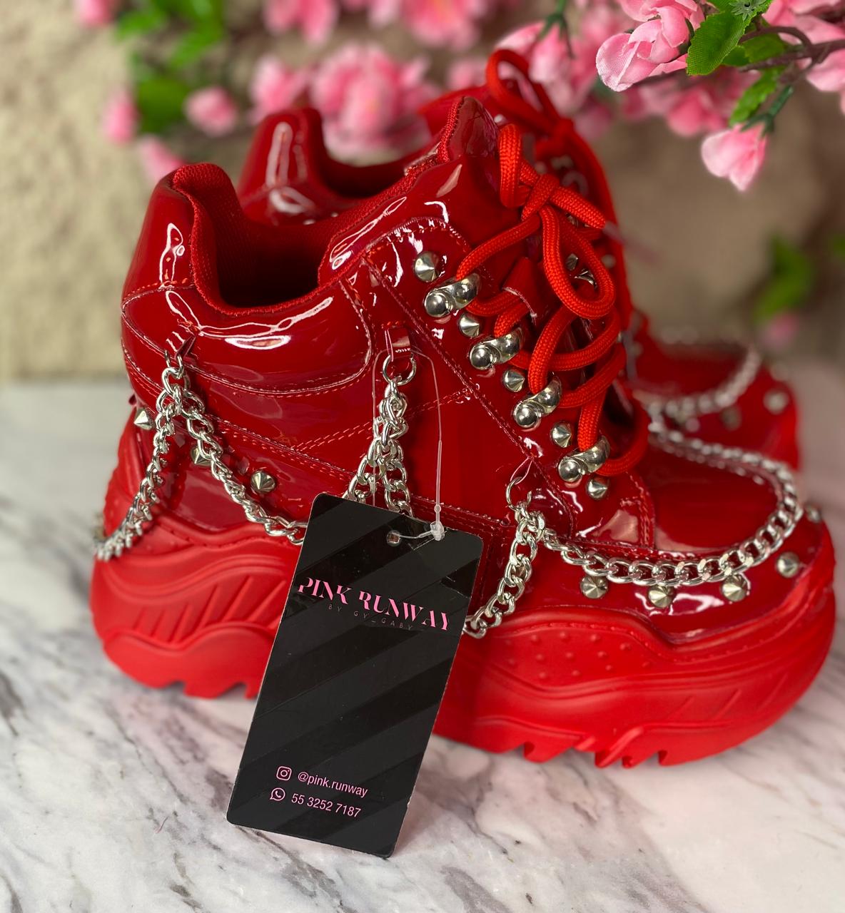 TENIS ESTOPEROLES Y CADENAS ROJO