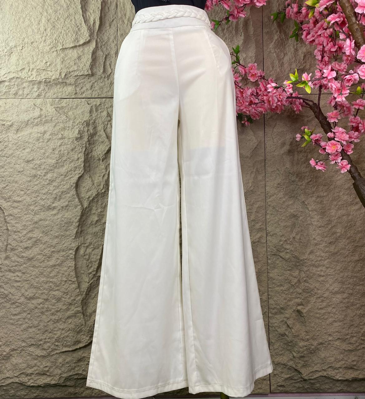 PANTALON TIPO PALAZZO CADENA BLANCO