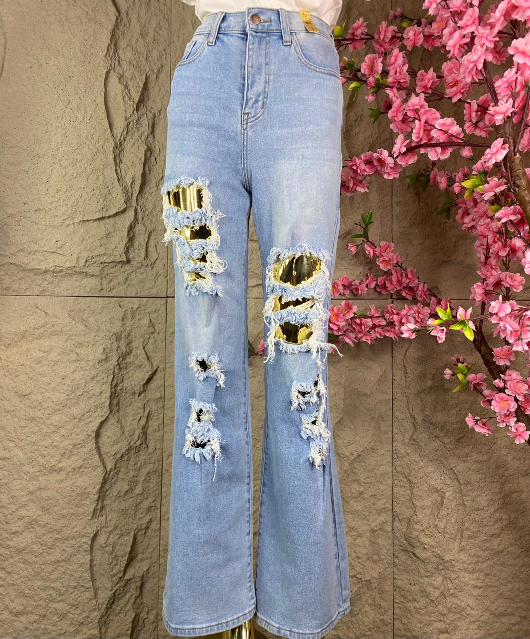 PANTALON RASGADO CAMPANA AZUL