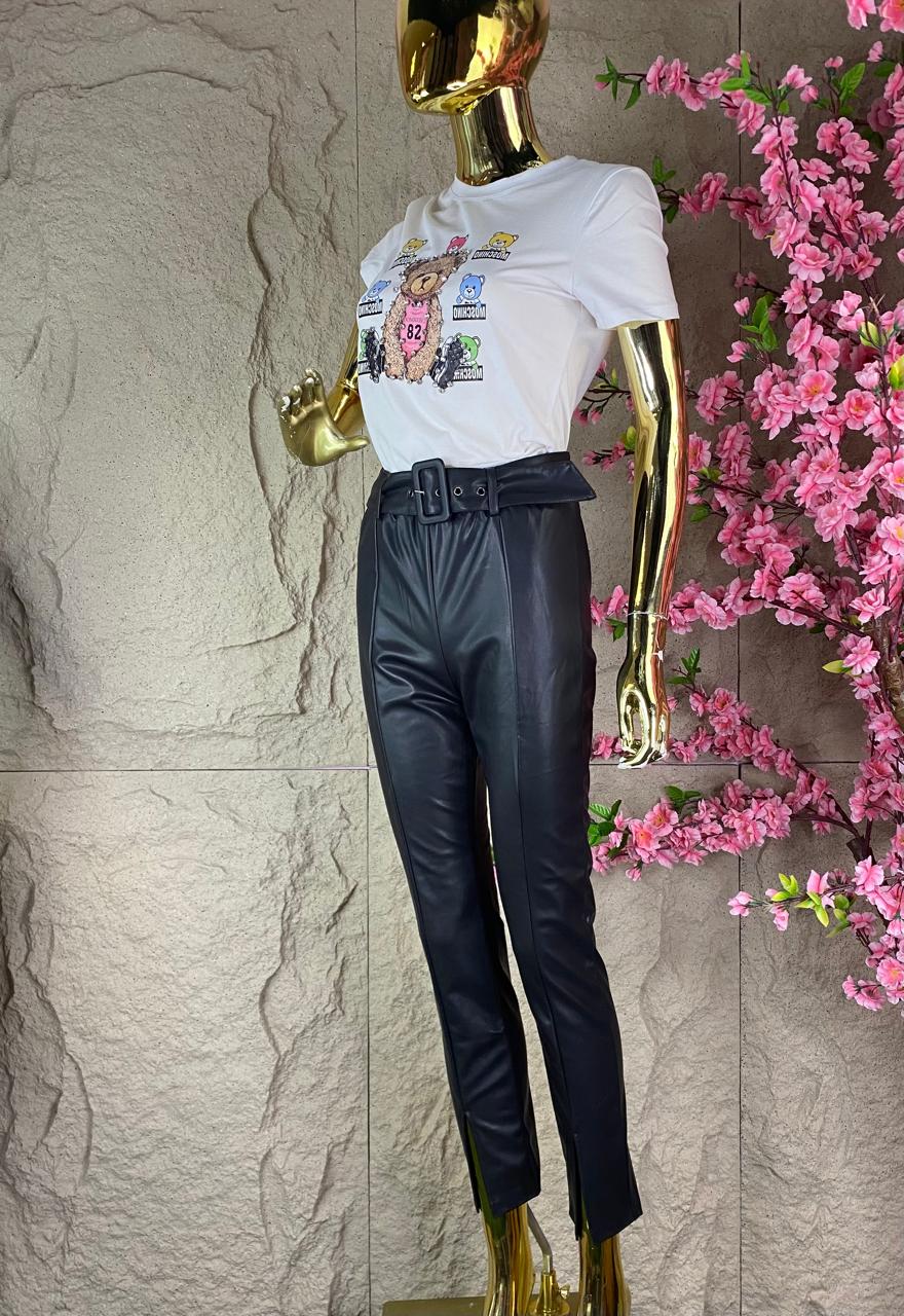 PANTALON RECTO CON CINTURON VINIPIEL