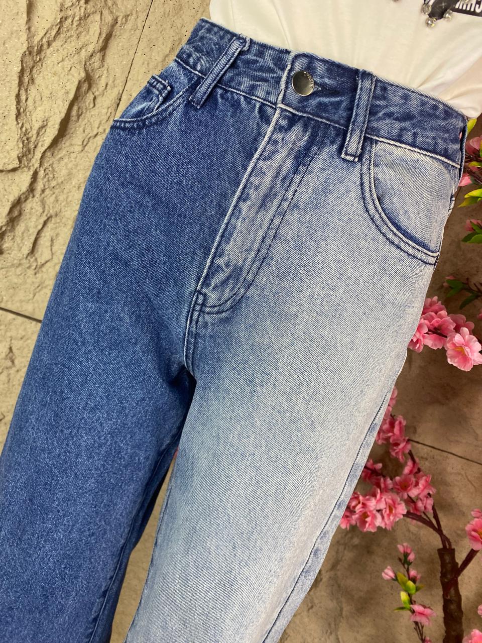 PANTALON RECTO BICOLOR MEZCLILLA