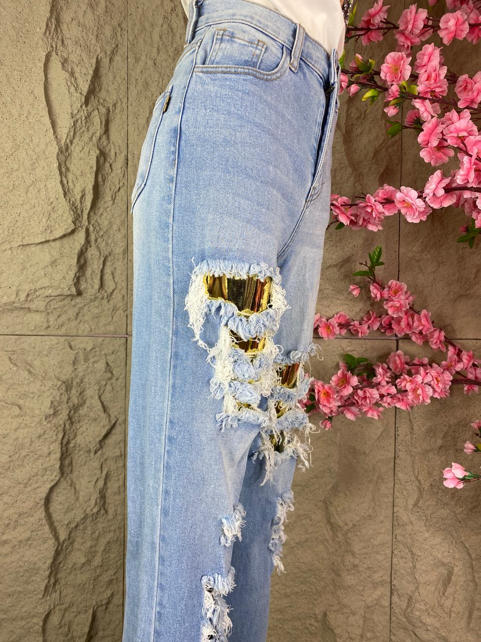 PANTALON RASGADO CAMPANA AZUL