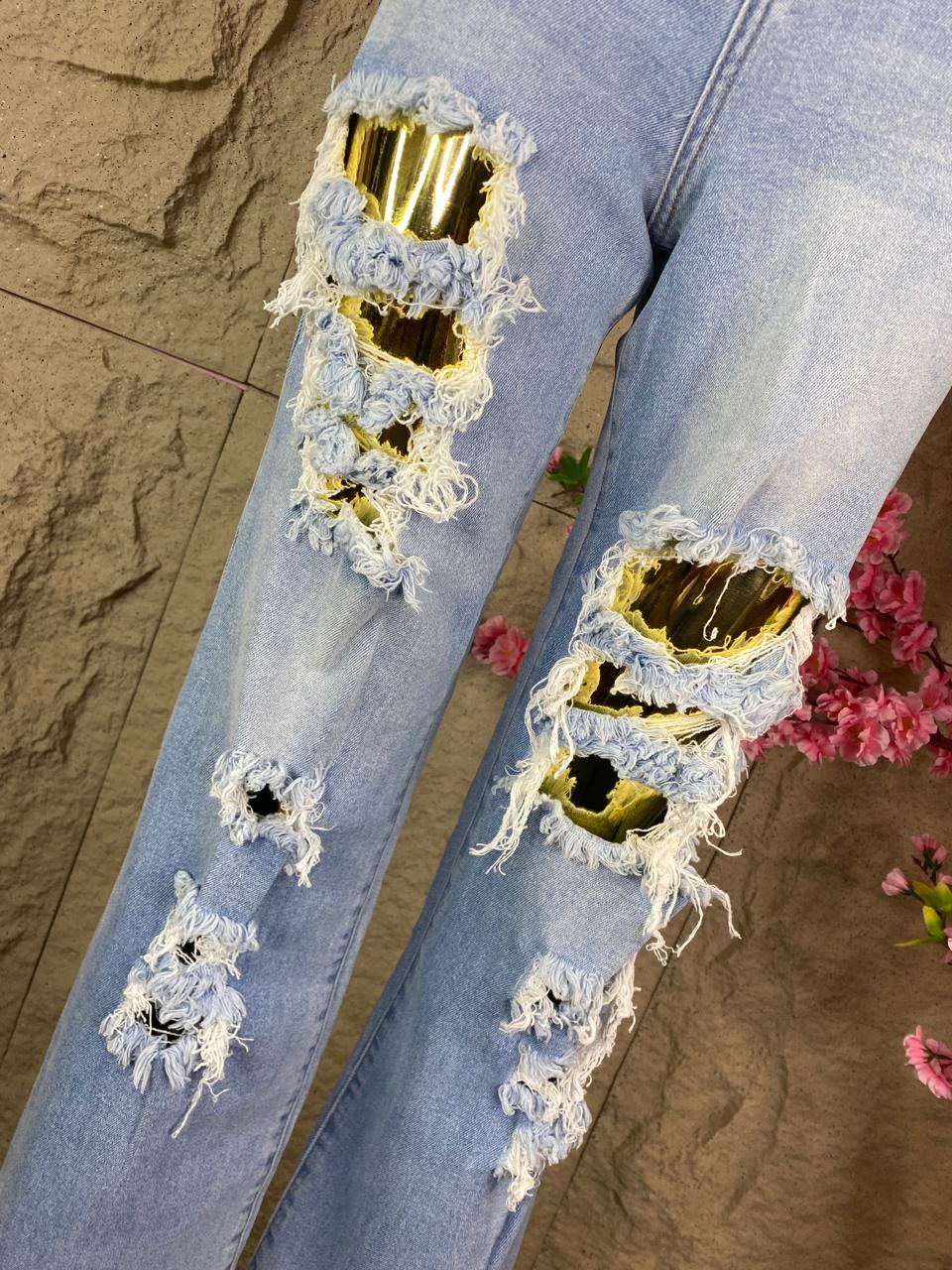 PANTALON RASGADO CAMPANA AZUL