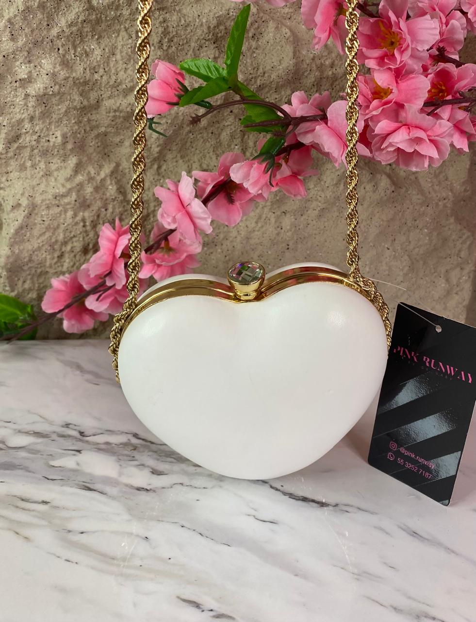 BOLSO DE MANO CORAZÓN BLANCO