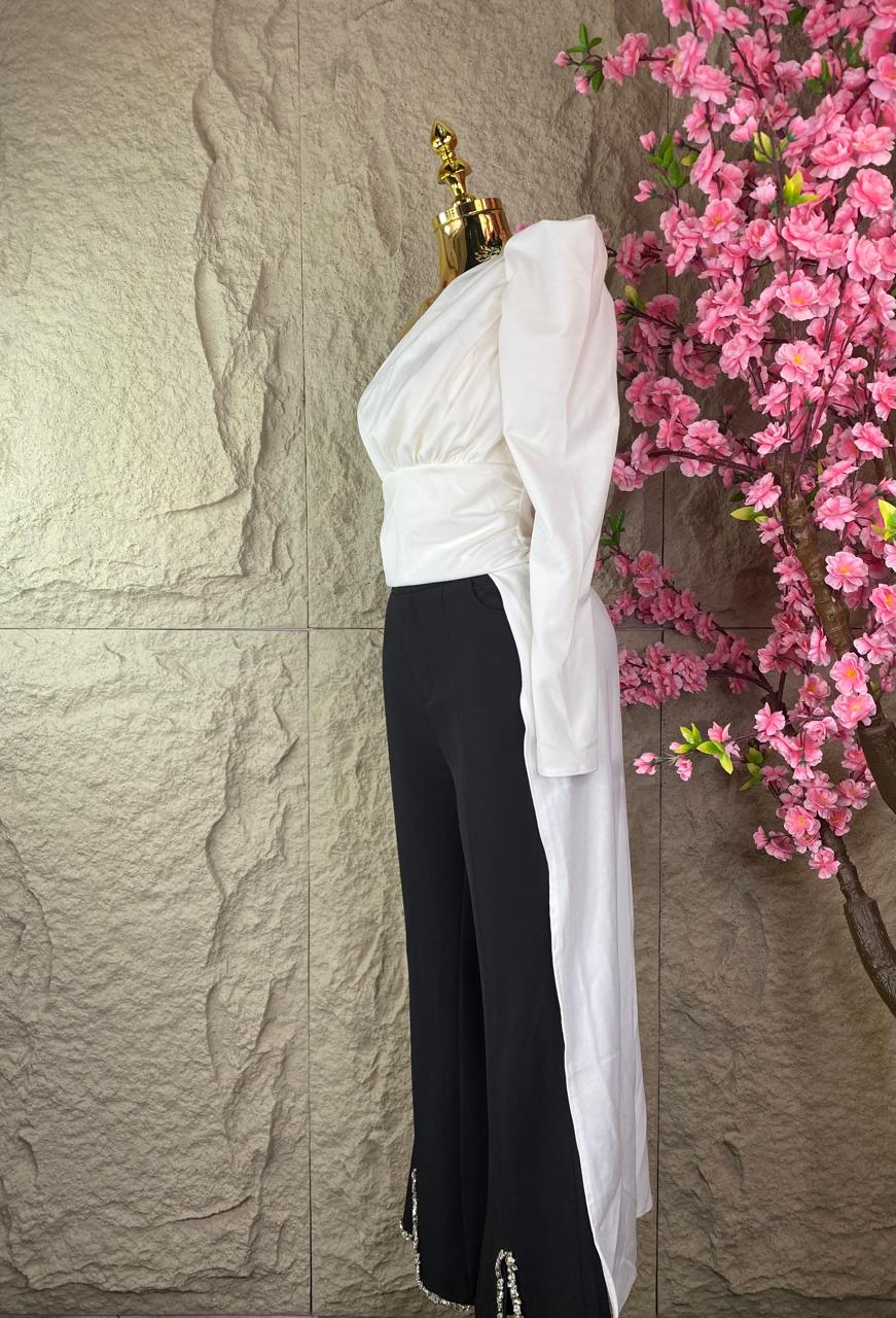 BLUSA ML COLA DE PATO SIN HOMBRO BLANCA