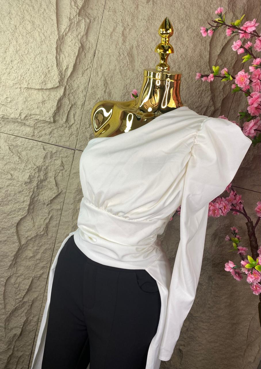 BLUSA ML COLA DE PATO SIN HOMBRO BLANCA