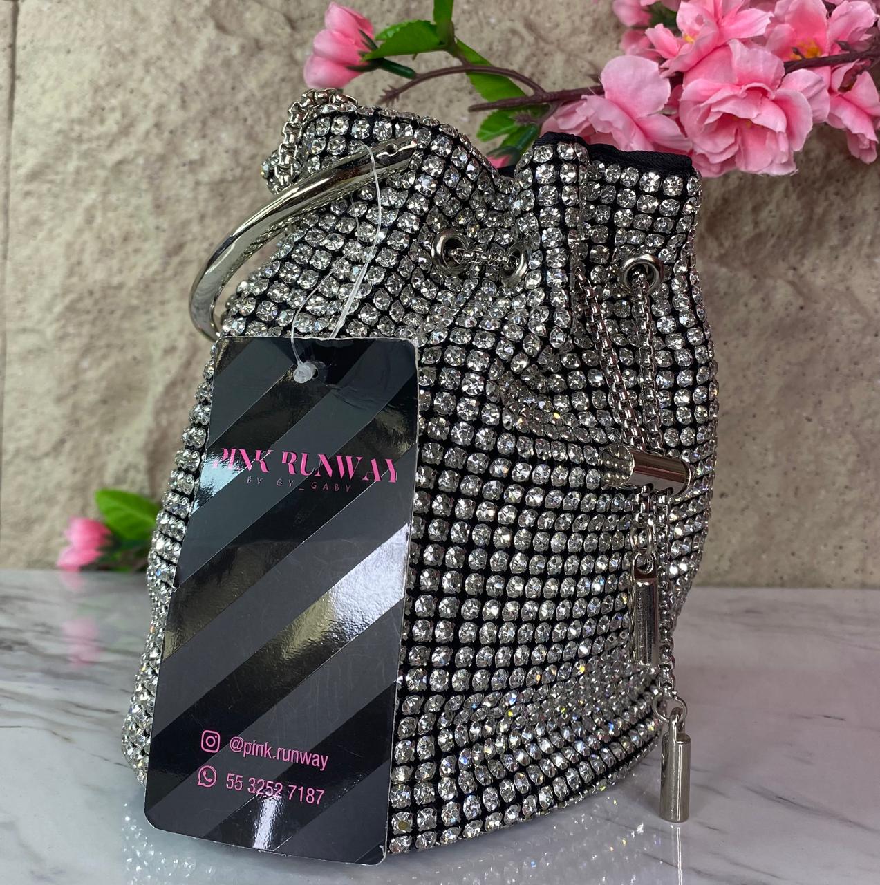 BOLSO CILINDRO CON ARO Y DIAMANTES