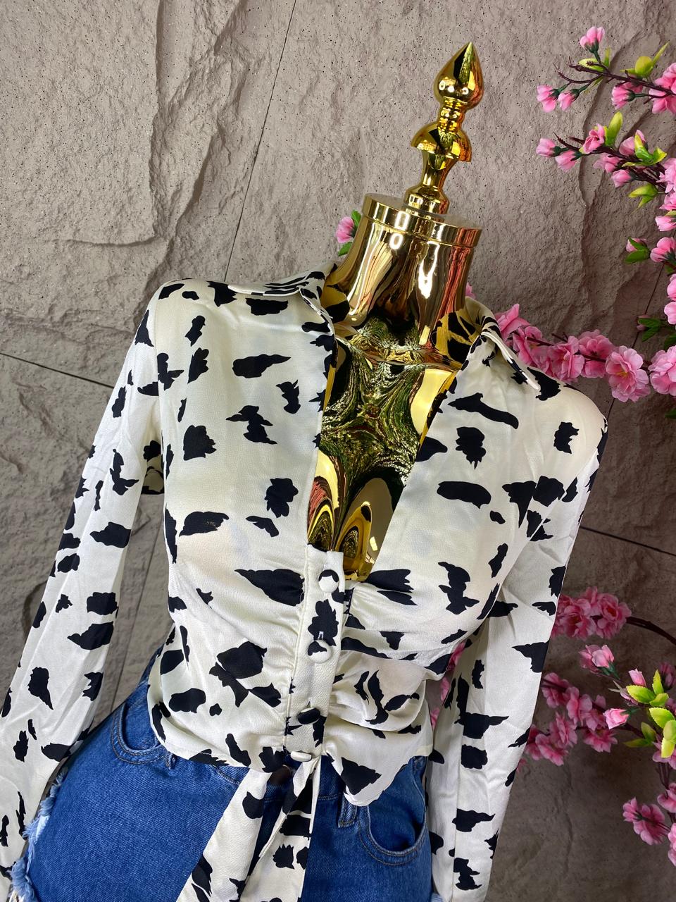 BLUSA ML CON MANCHAS MARFIL
