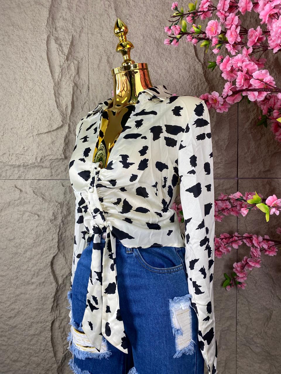 BLUSA ML CON MANCHAS MARFIL