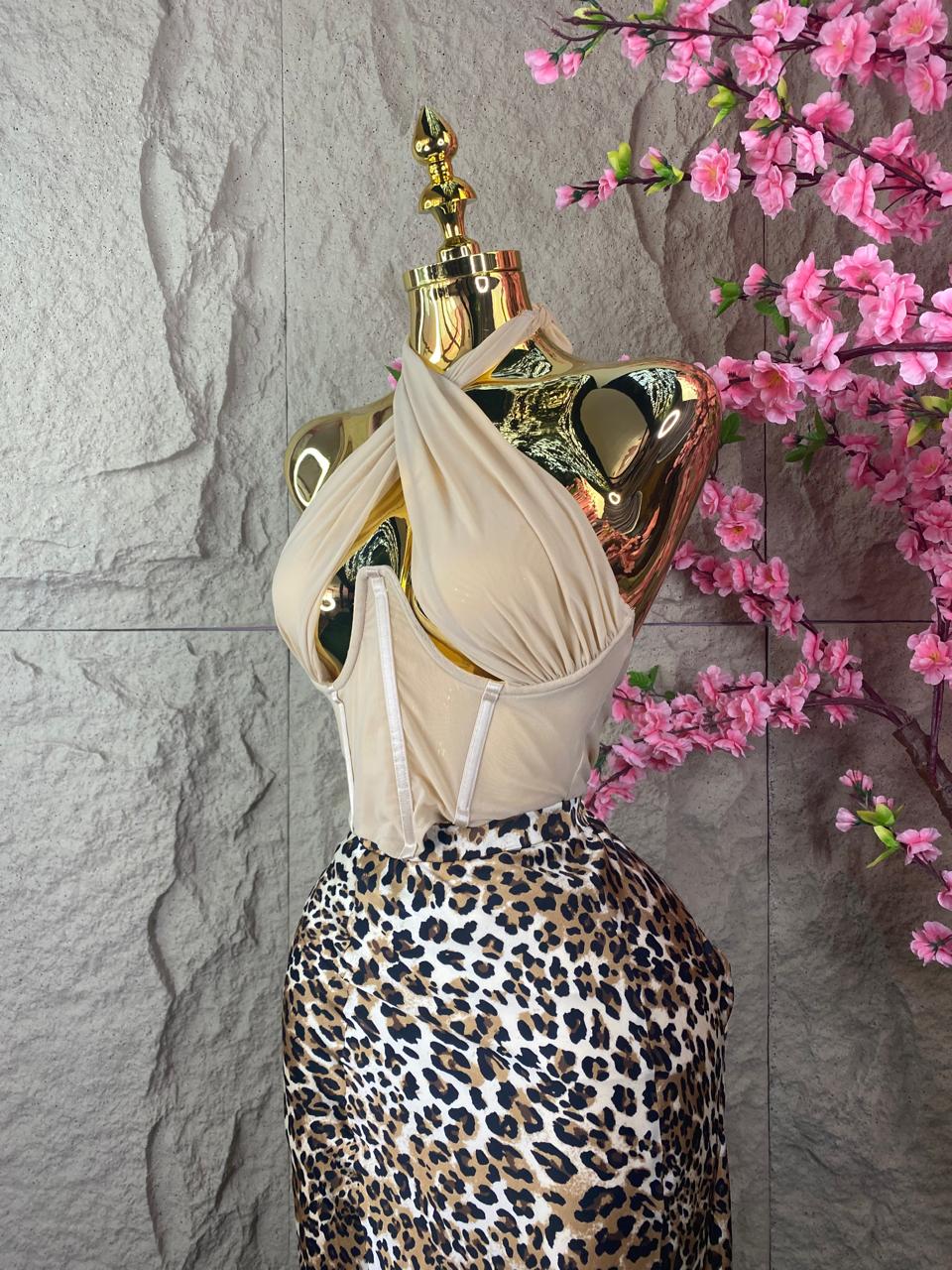 CROP TOP HALTER BEIGE