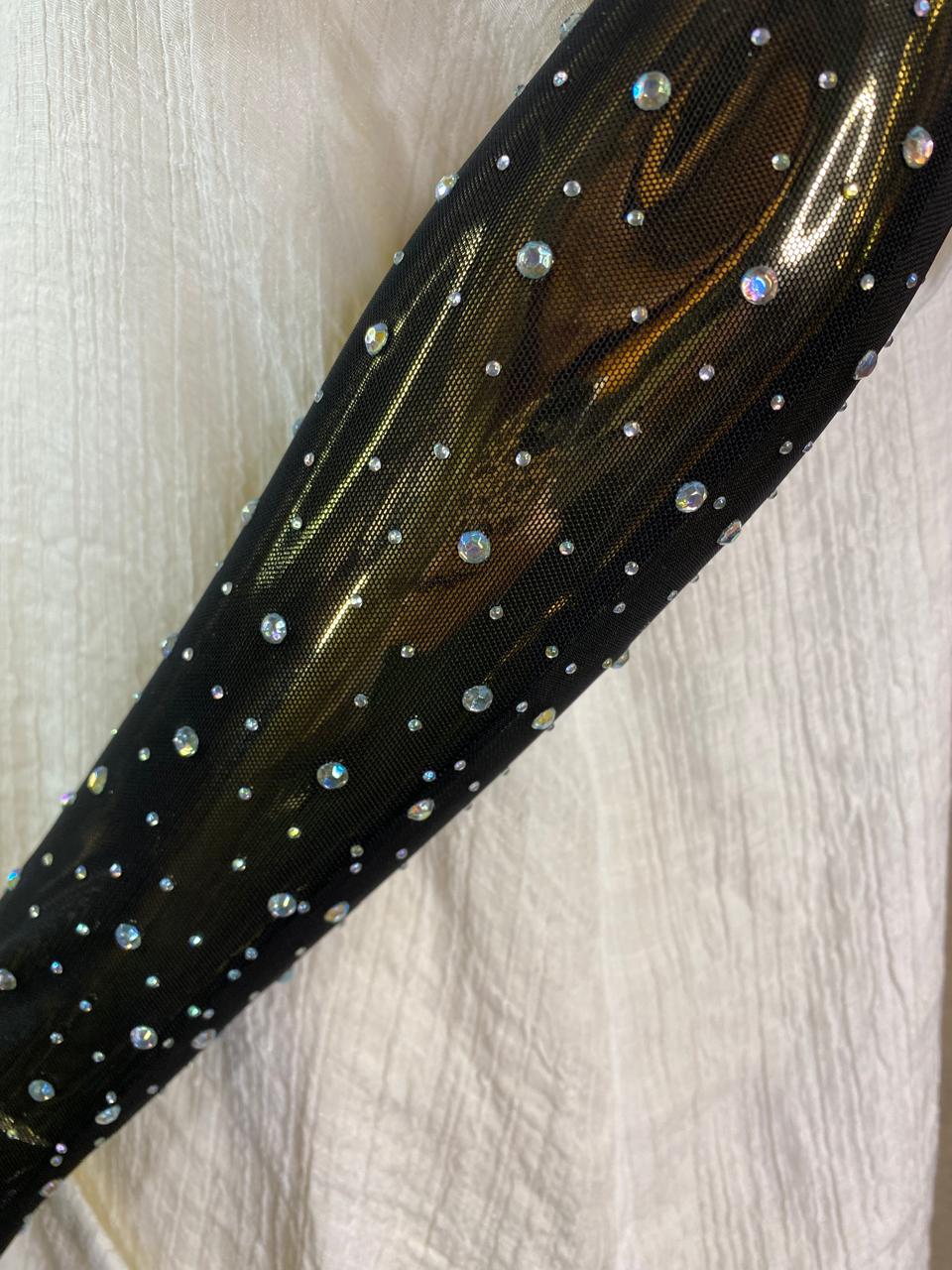 GUANTES LARGOS CON BRILLOS NEGROS
