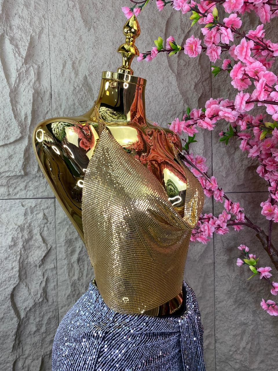 TOP ACCESORIO BRILLANTE DORADO