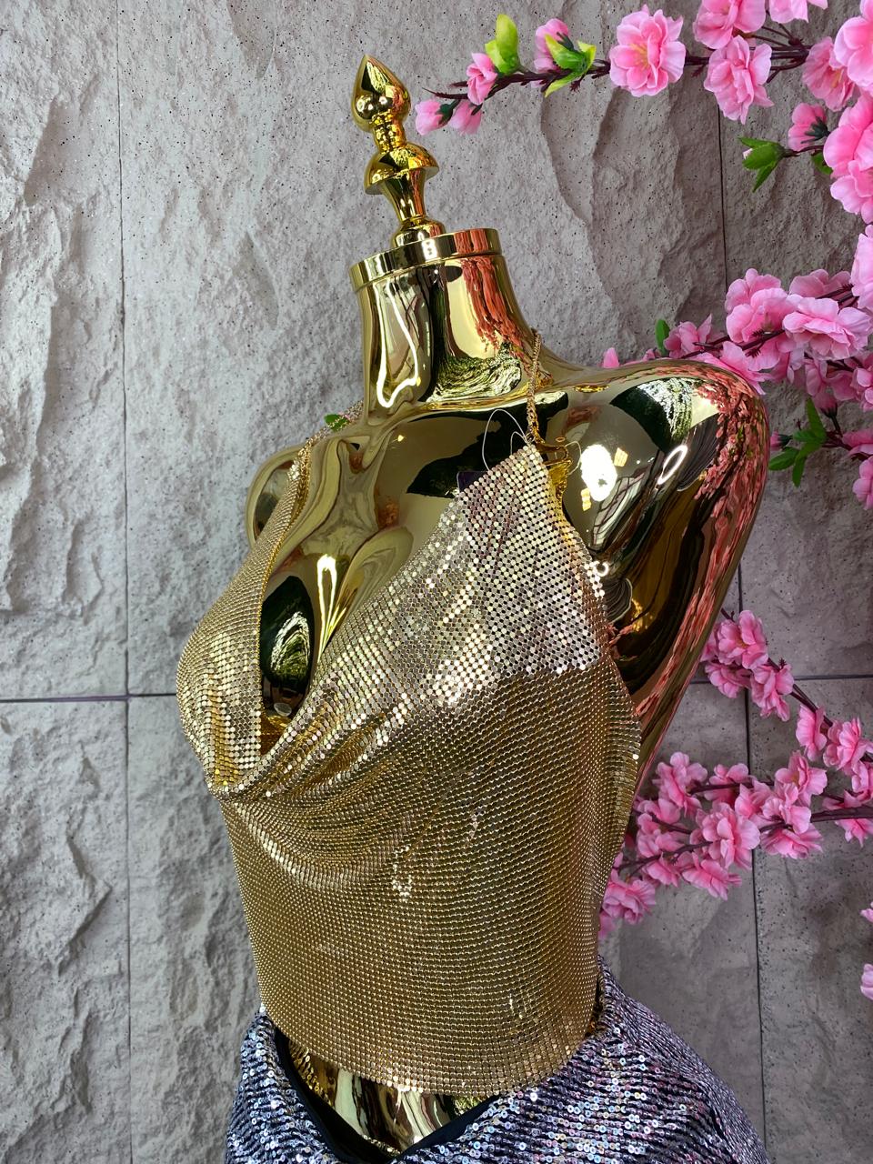 TOP ACCESORIO BRILLANTE DORADO