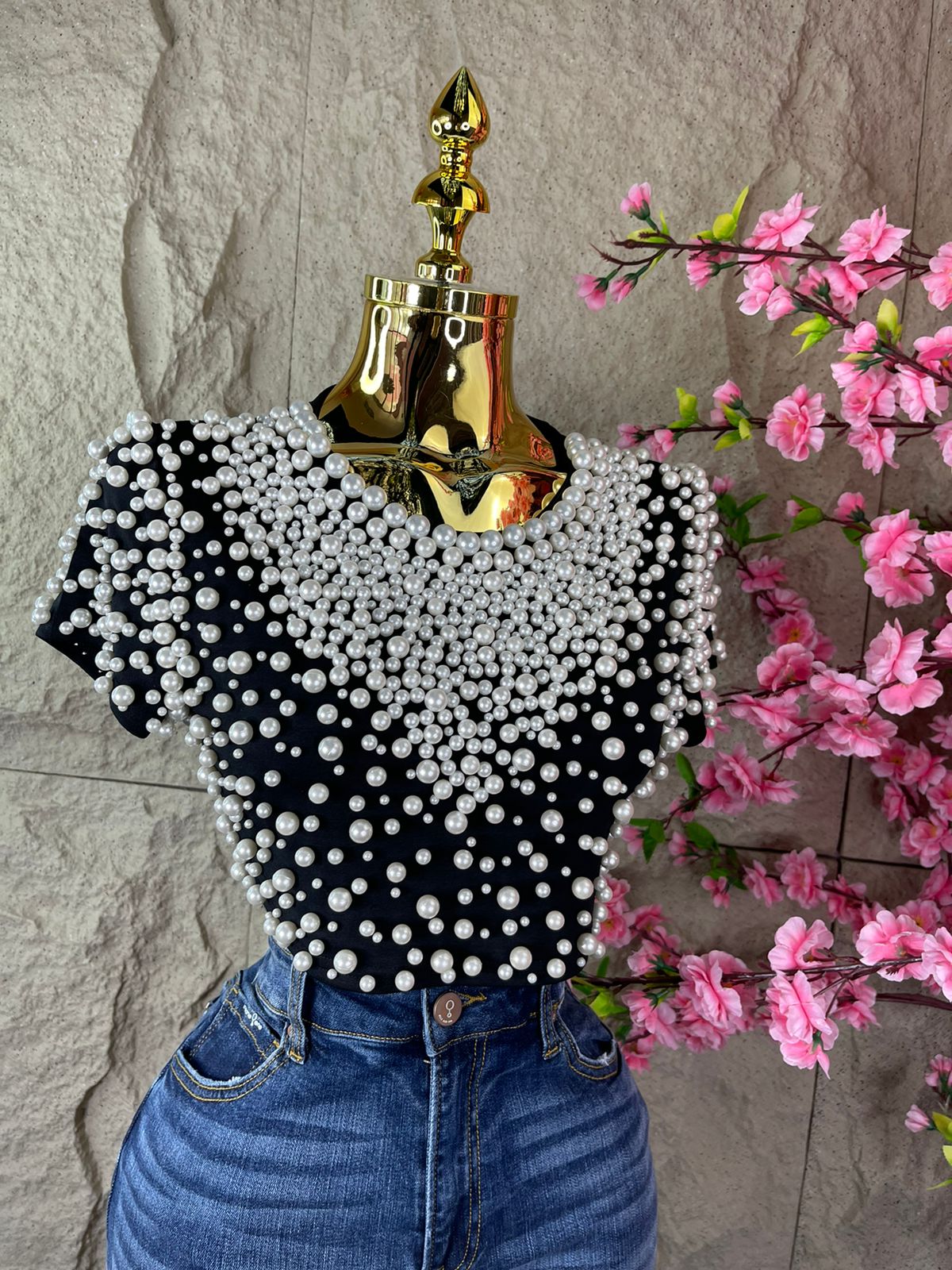 BLUSA PERLAS NEGRAS