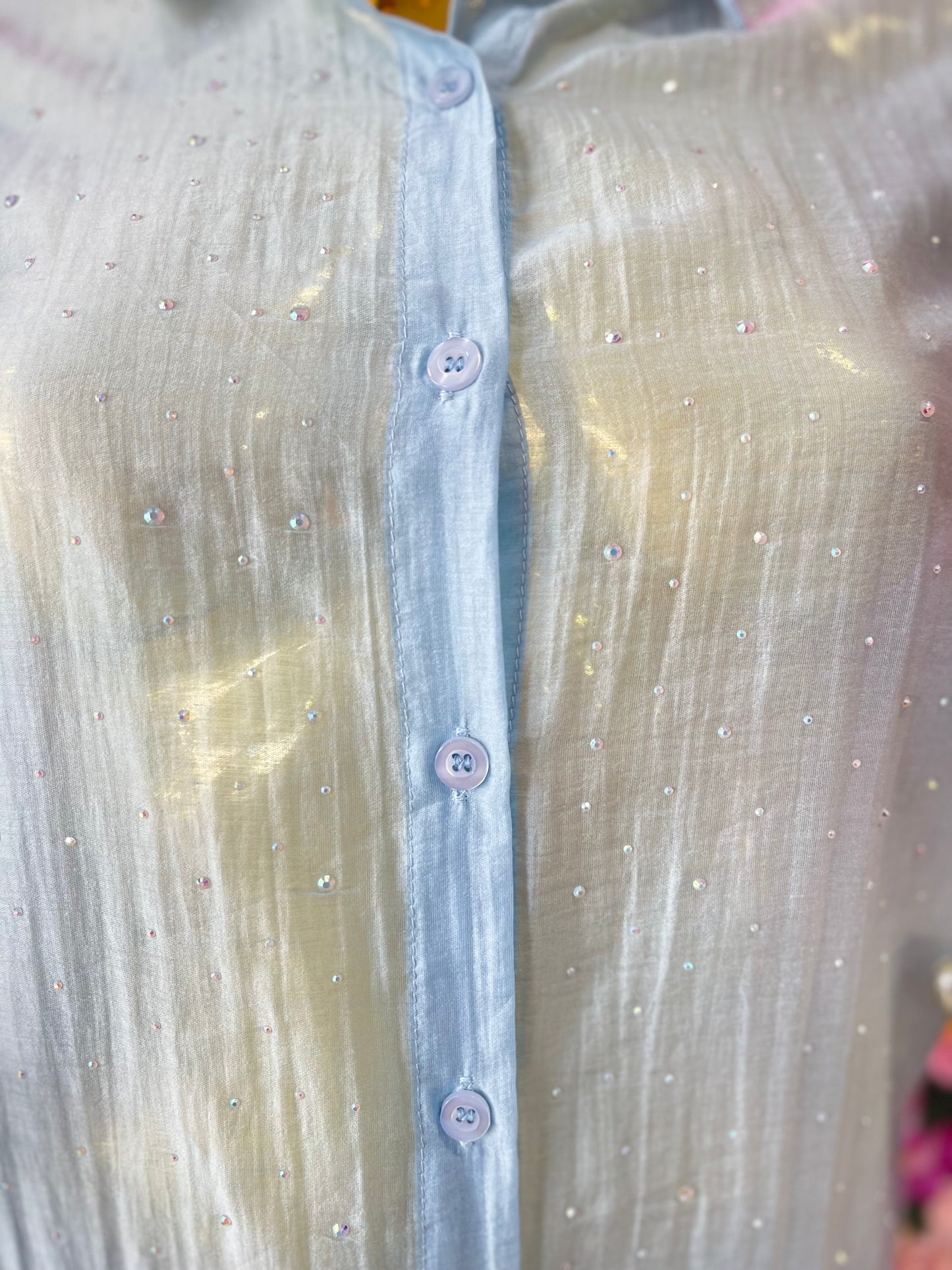 CAMISA BRILLOS PUNTOS AZUL