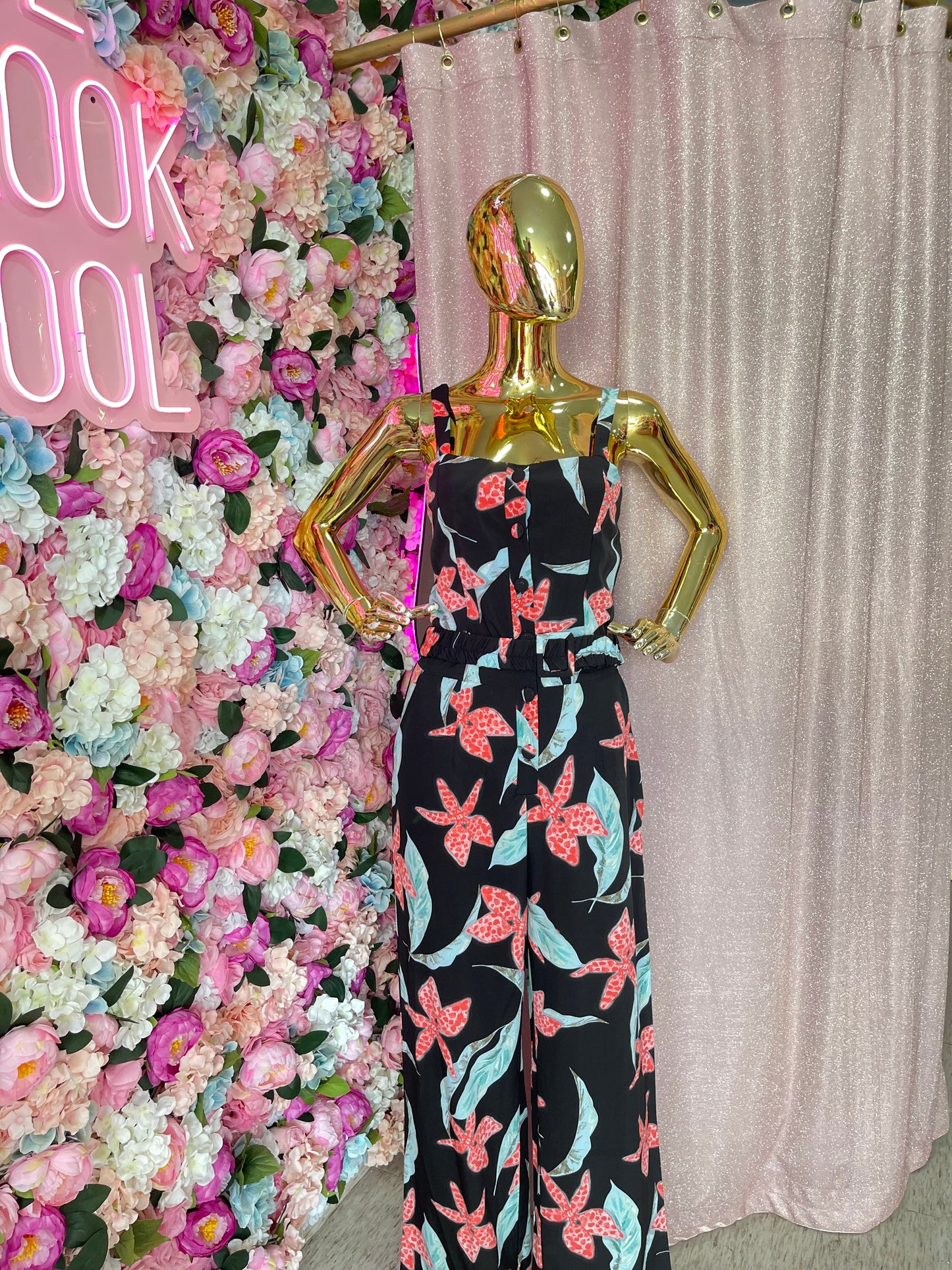 JUMPSUIT NEGRO FLORES
