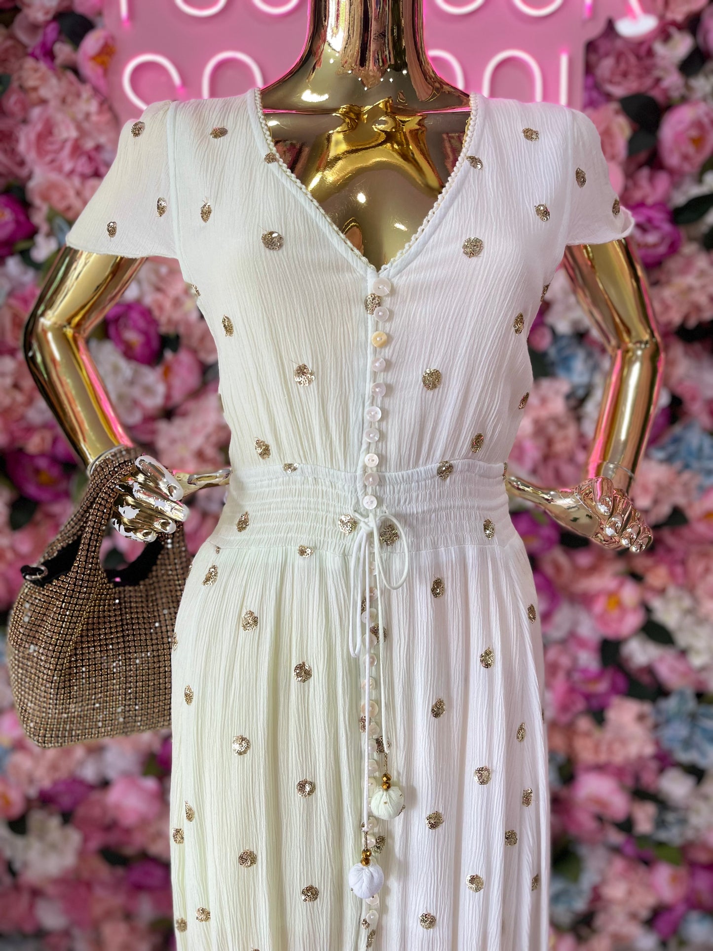 VESTIDO BLANCO/VERDE