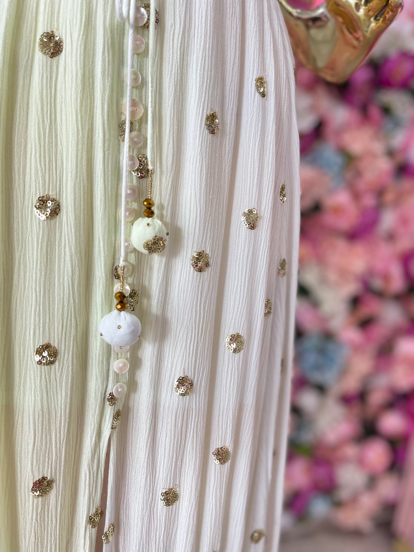VESTIDO BLANCO/VERDE