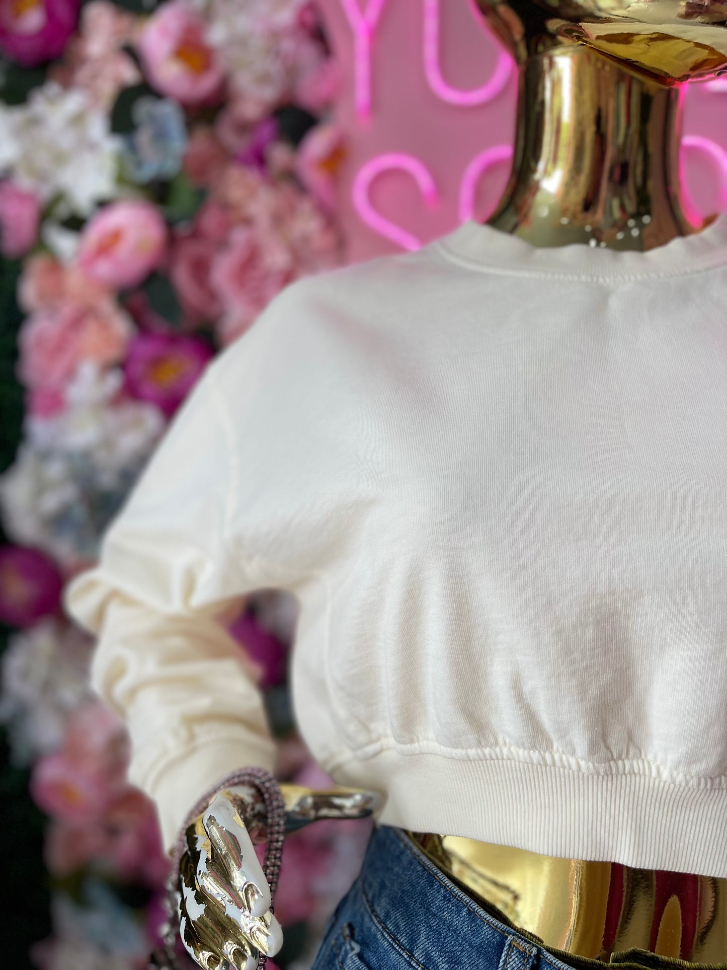 SUDADERA CORTA BLANCA
