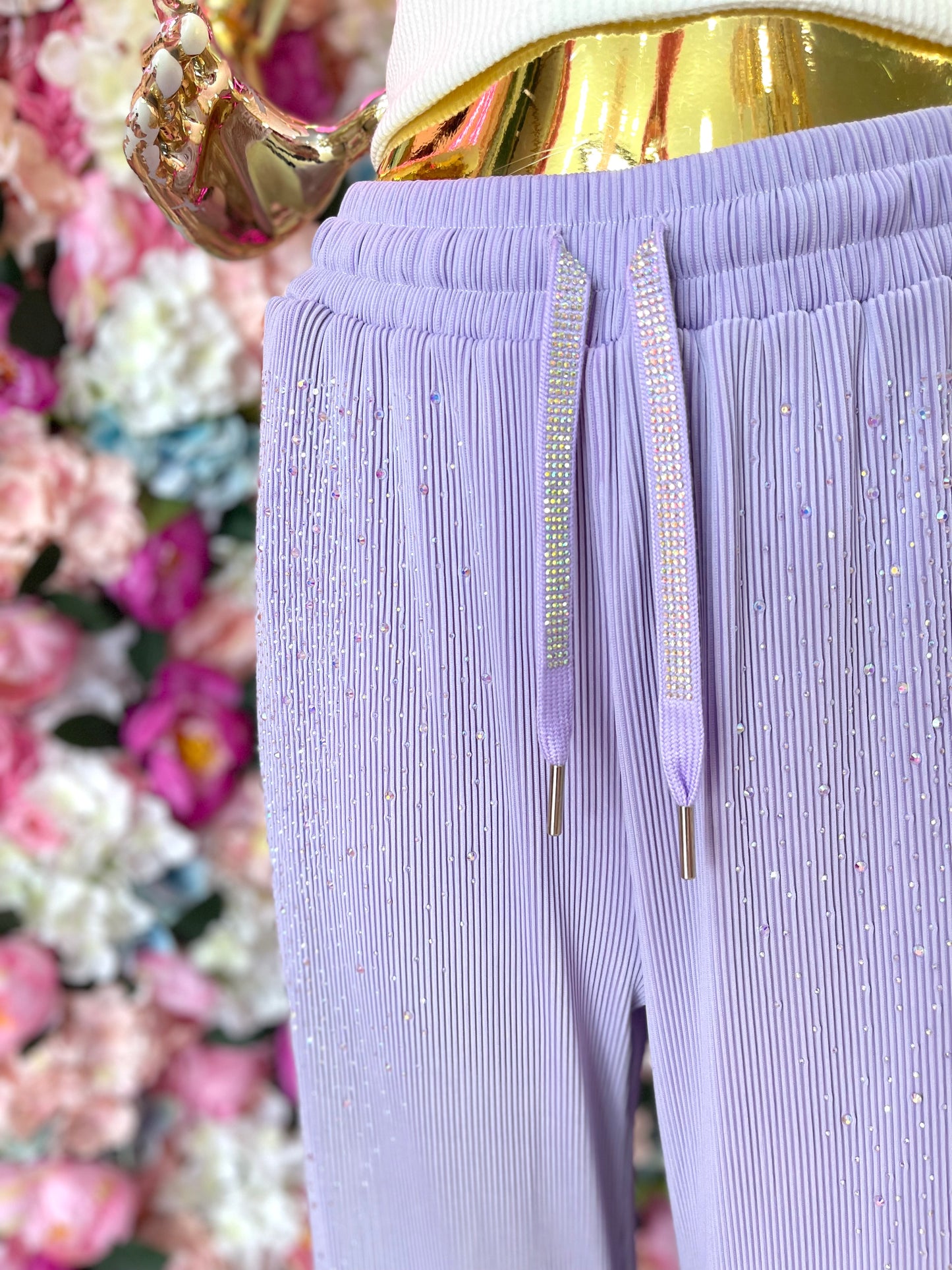PANTALON BOMBER BRILLOS LILA