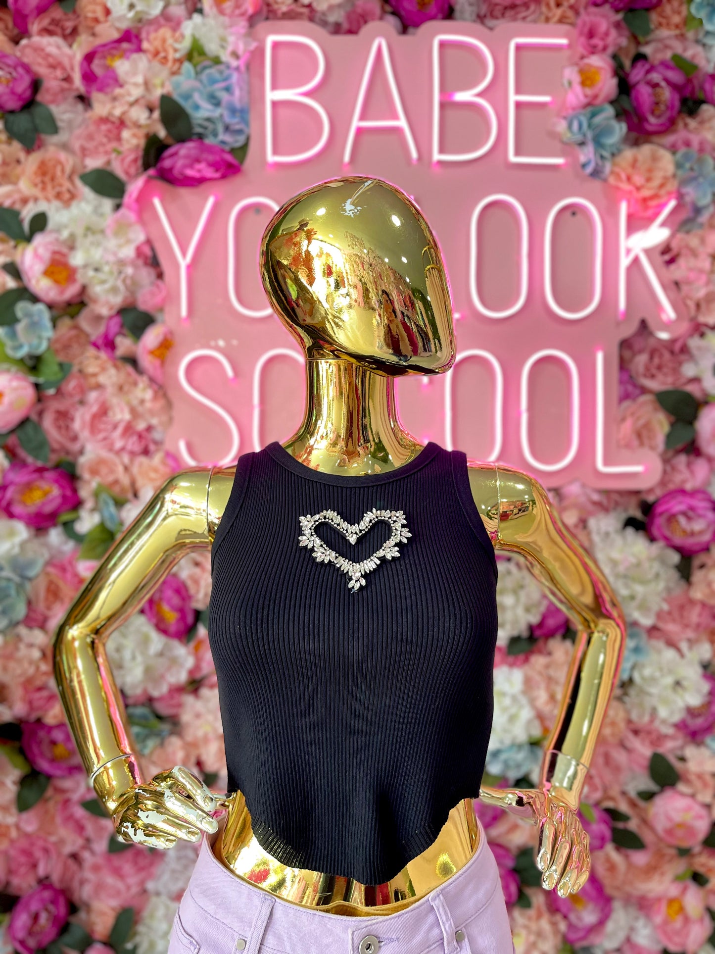 BLUSA BROQUELES CORAZON NEGRA