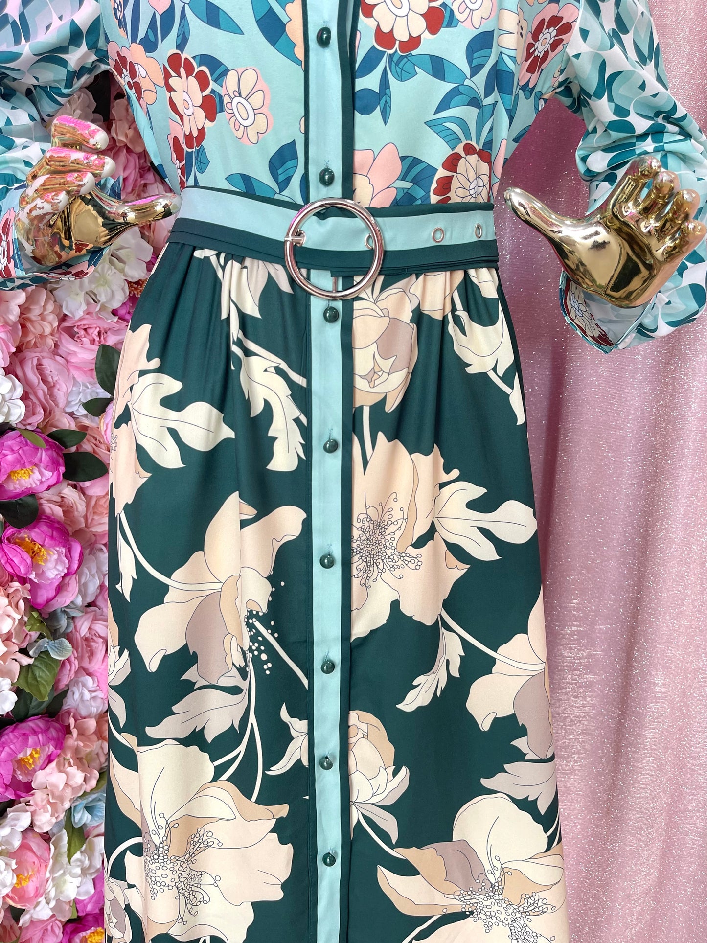 VESTIDO FLORES VERDES