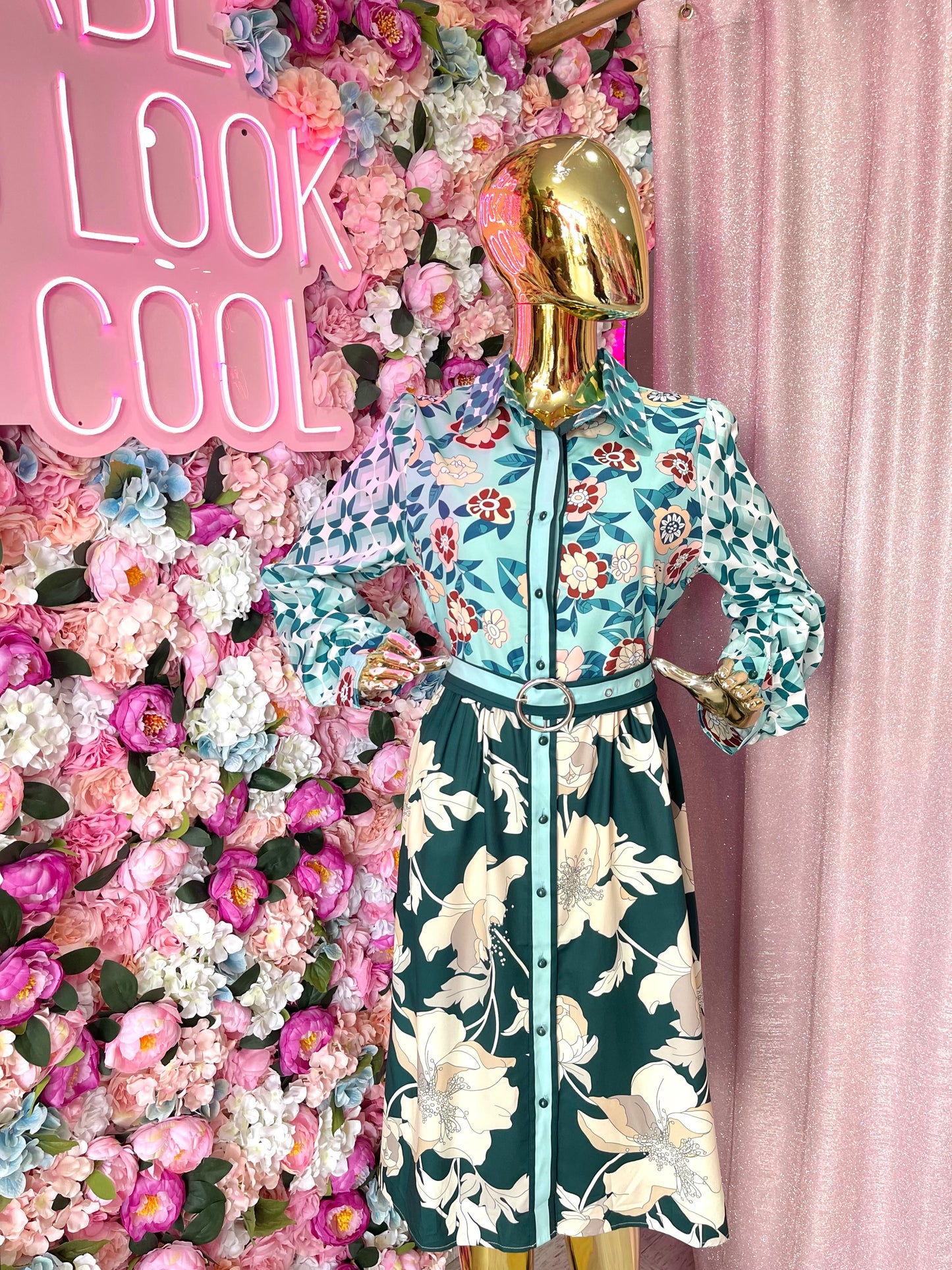 VESTIDO FLORES VERDES
