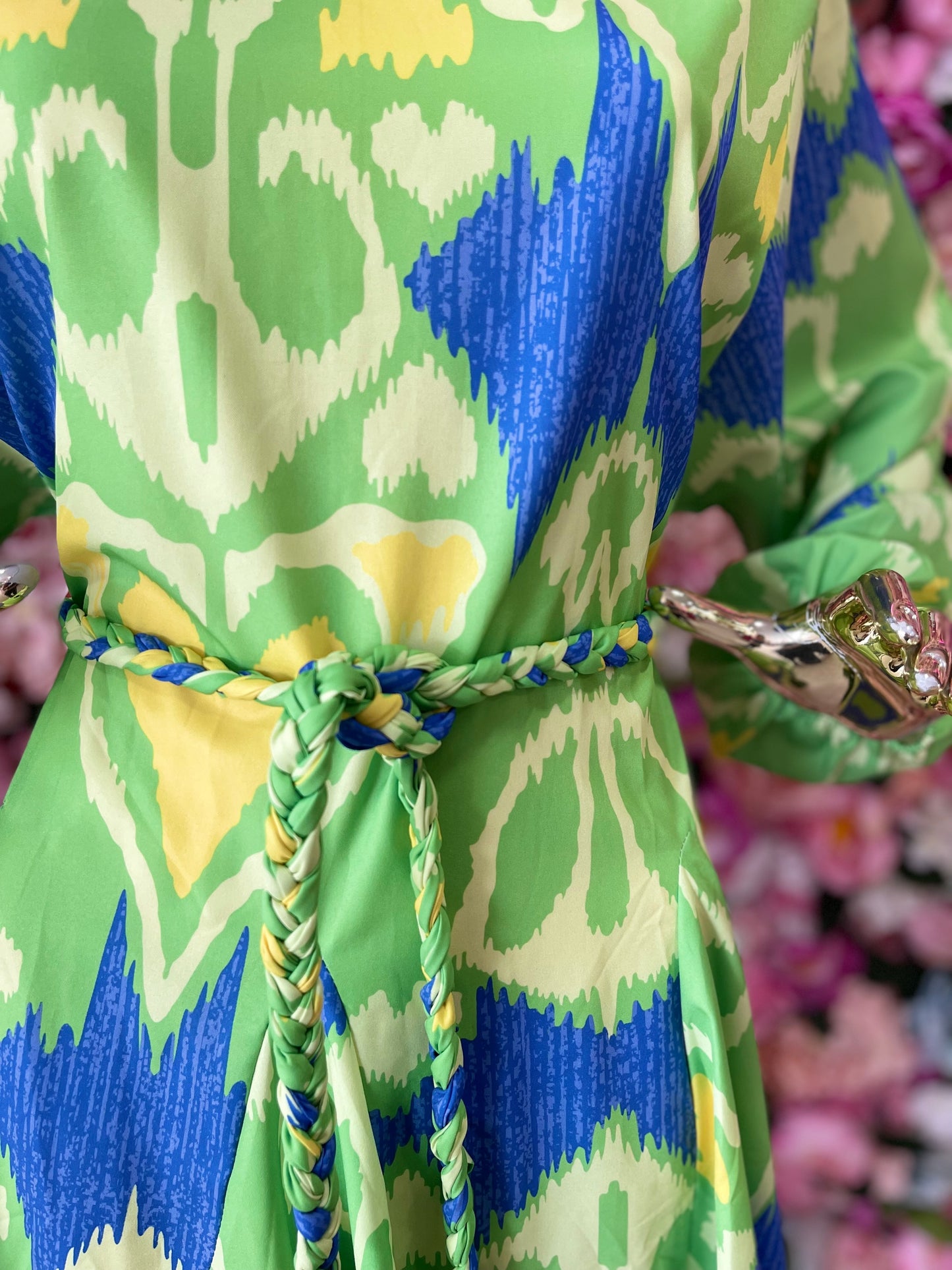VESTIDO CINTURON TRENZA VERDE
