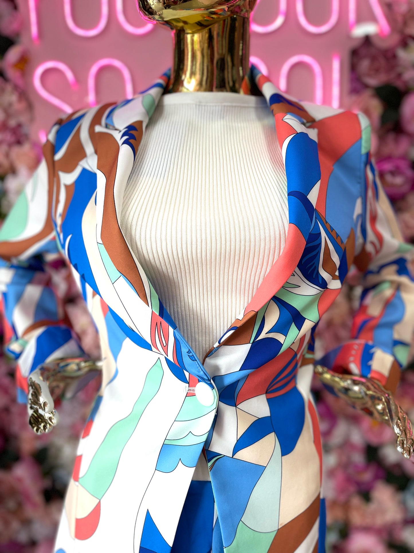 CONJUNTO PANT/SACO ARTE AZUL