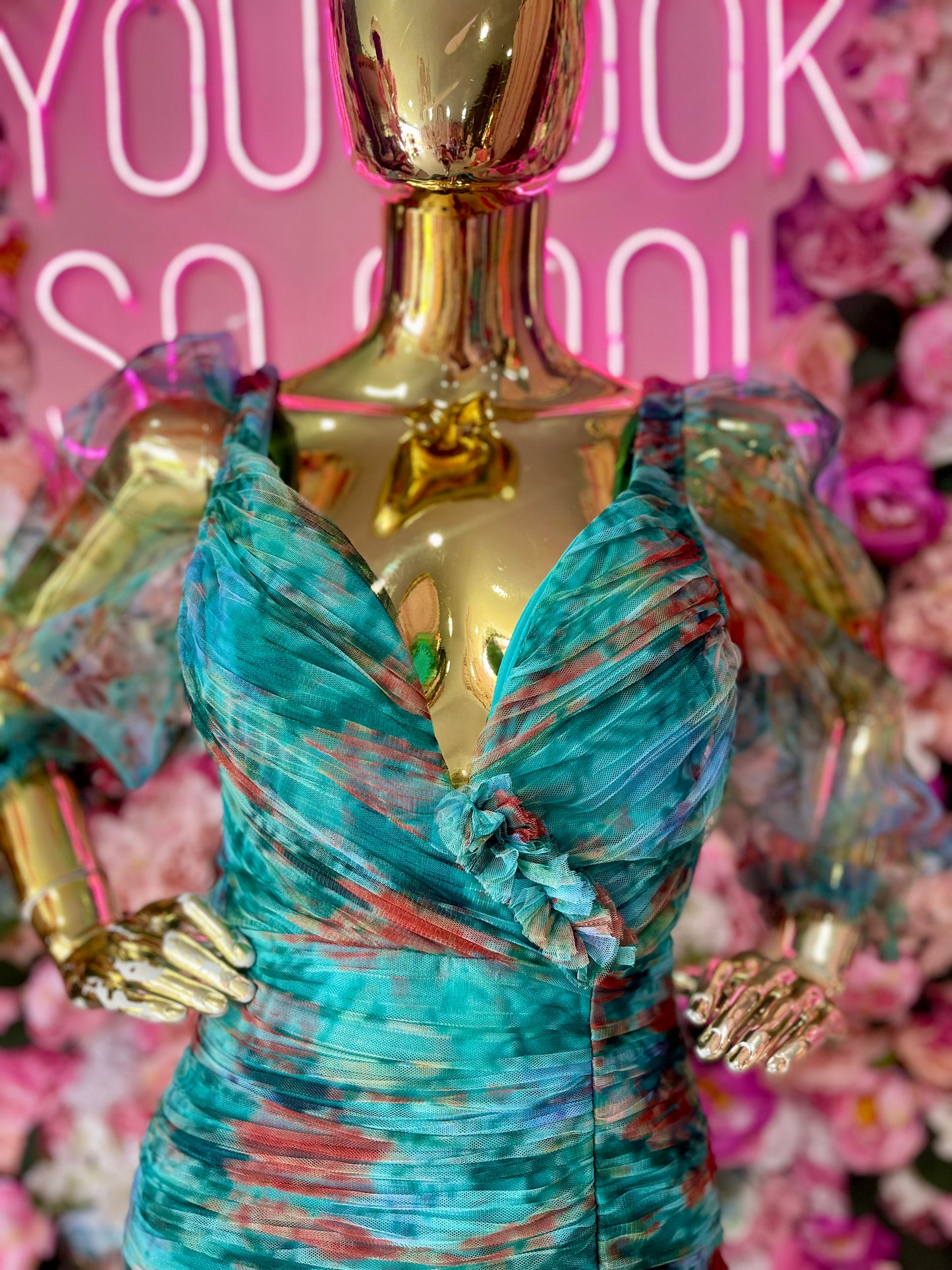 VESTIDO DRAPEADO MULTICOLOR