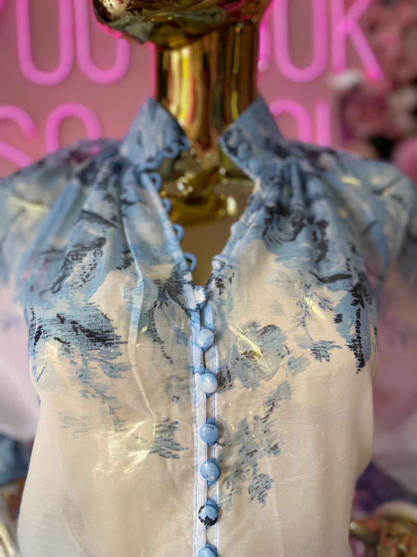 CONJUNTO BLUSA/SHORT SHIFON AZUL