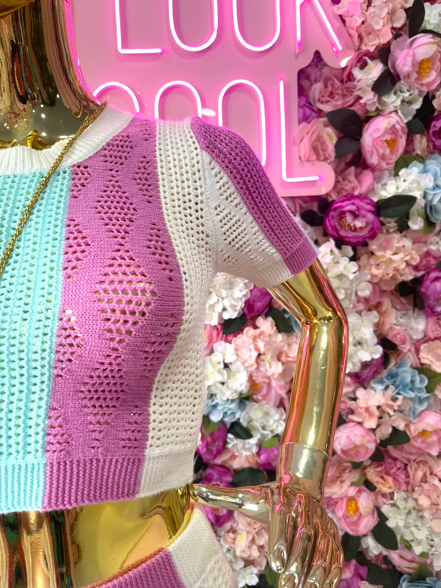 CONJUNTO DE BLUSA/FALDA DE PUNTO MULTICOLOR