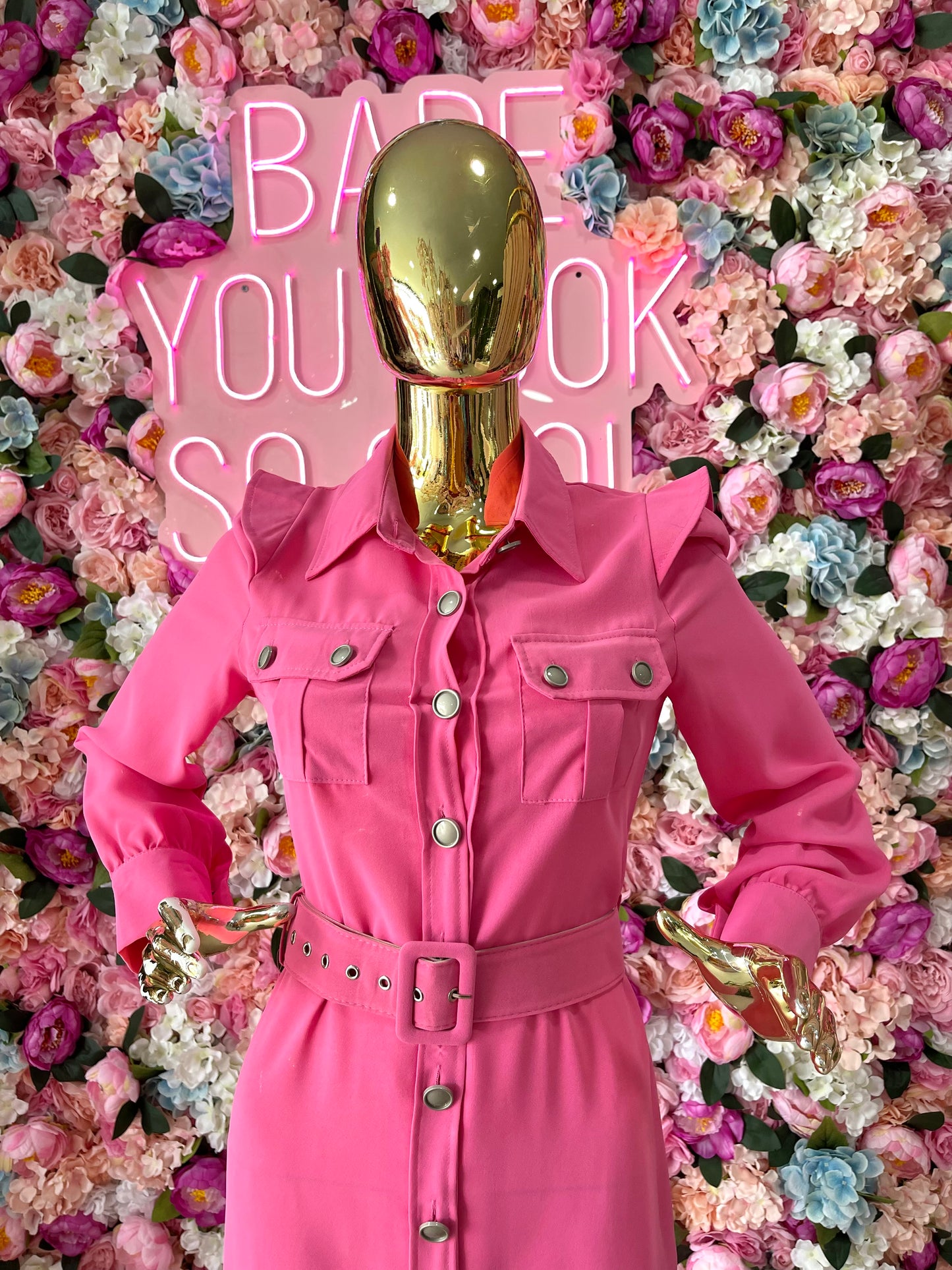 VESTIDO BOTONES AL FRENTE ROSA