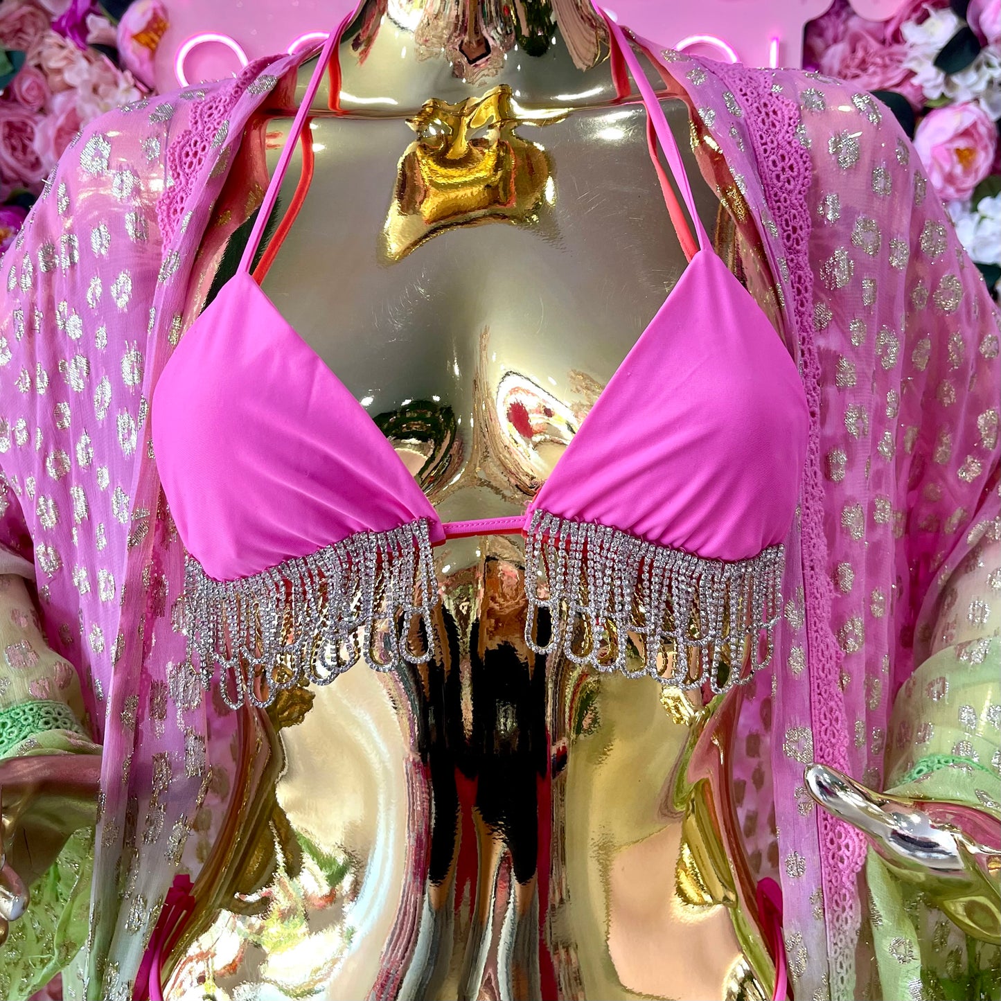 TRAJE DE BAÑO FLECOS ROSA