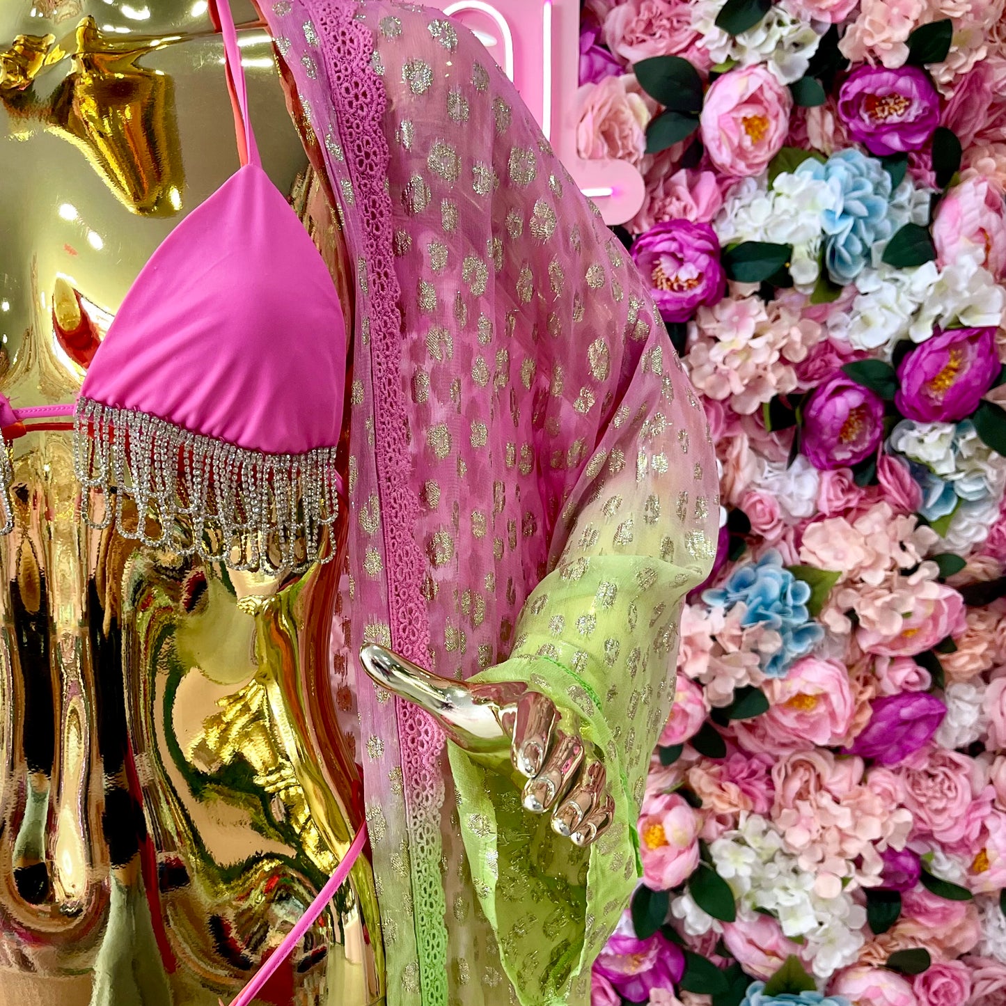TRAJE DE BAÑO FLECOS ROSA