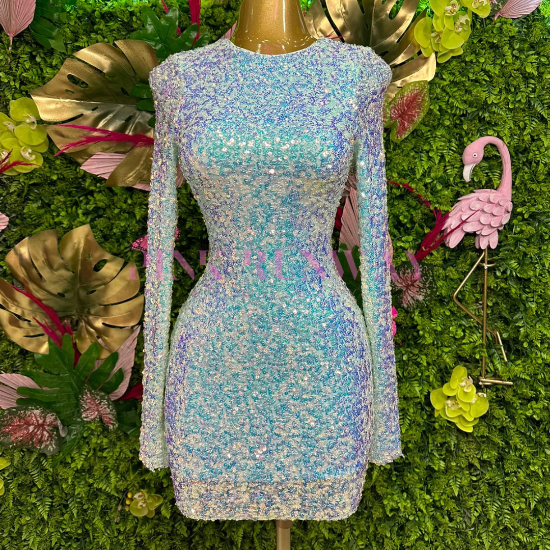 VESTIDO TORNASOL DE LENTEJUELA MANGA LARGA